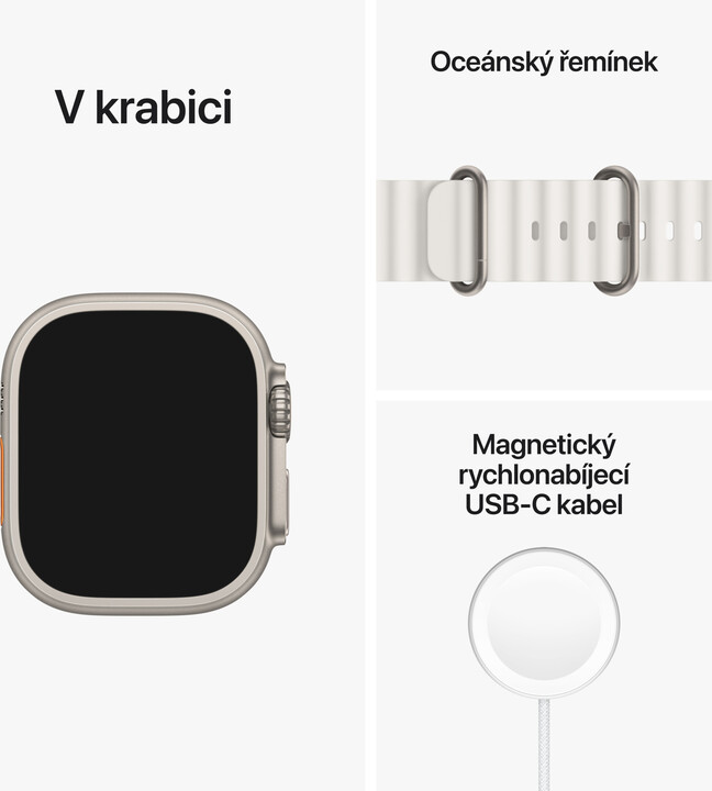 Apple Watch Ultra, 49mm, Cellular, Titanium, White Ocean Band_1973784805