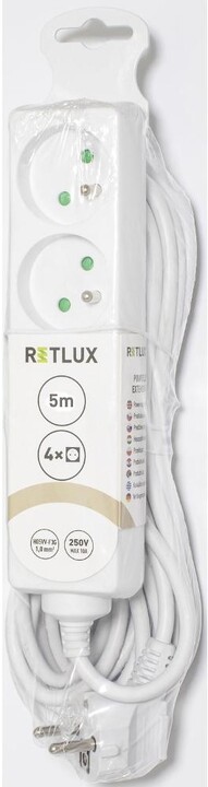 Retlux prodlužovací přívod RPC 09, 4 zásuvky, 5m, bílá_1820156787