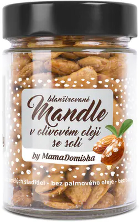 GRIZLY Blanšírované mandle v olivovém oleji se solí by Mamadomisha, ořechy, 200g_1719411503