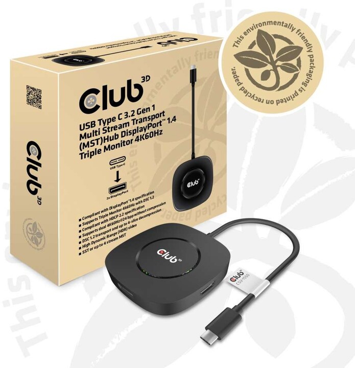 Club3D video hub MST, USB-C - 3x DisplayPort_1808202172