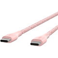 Belkin kabel DuraTek USB-C, M/M, opletený, s řemínekm, 1.2m, růžová_785304300