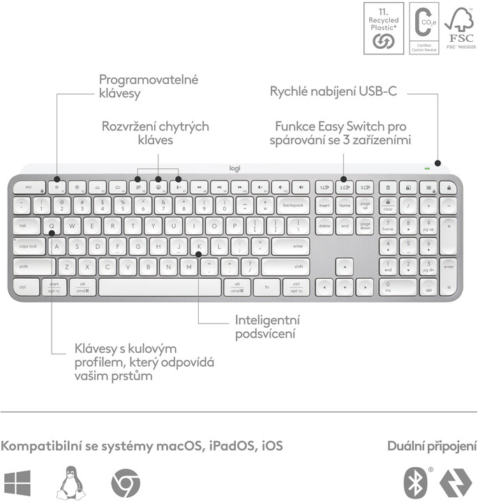 Logitech MX Keys S, bílá_361879013