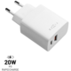 FIXED síťová nabíječka, USB-A, USB-C, PD &amp; QC, 20W, bílá_1528331968