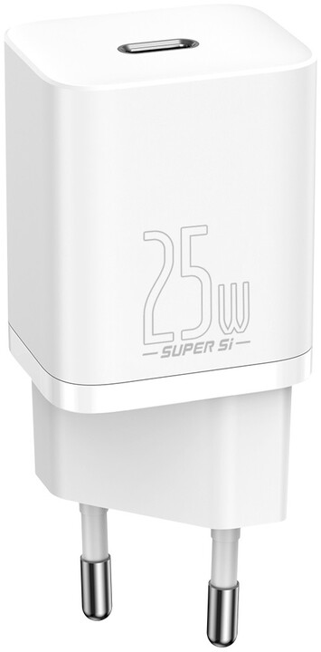 Baseus síťová nabíječka Super Si Quick 1C, USB-C, 25W, bílá + kabel USB-C - USB-C, 3A, 1M, bílá_169914928