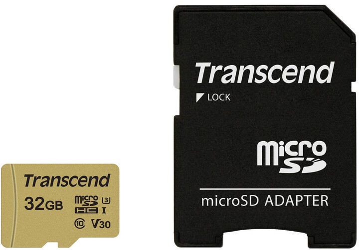 Transcend Micro SDHC 500S 32GB 95MB/s UHS-I U3 + SD adaptér_529011086