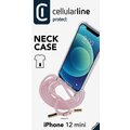 Cellularline zadní kryt s růžovou šňůrkou na krk pro Apple iPhone 12 Mini, transparentní_1634050745