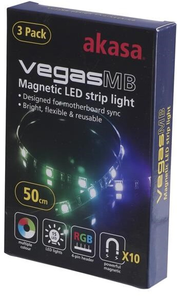 Akasa LED pásek Vegas MB, V2, magnetický, OEM pack, 3ks v balení_1597695098