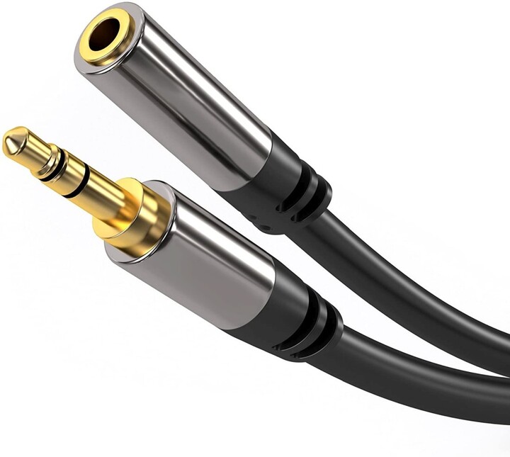 PremiumCord prodlužovací kabel Jack 3.5mm, M/F, HQ, stíněný, 5m, černá_1864168363