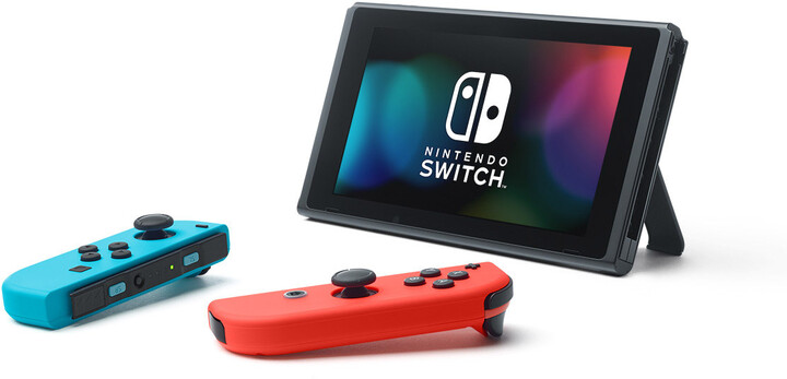 Nintendo Switch, červená/modrá + Splatoon 2 + Super Mario Odyssey_932896513