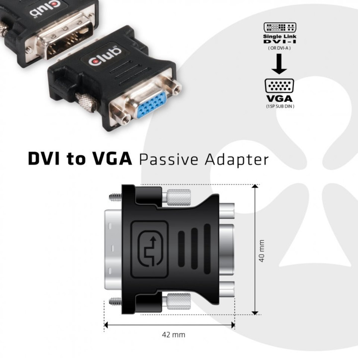Club3D DVI- I Single Link na VGA ( D-SUB), pasivní adaptér_910286570