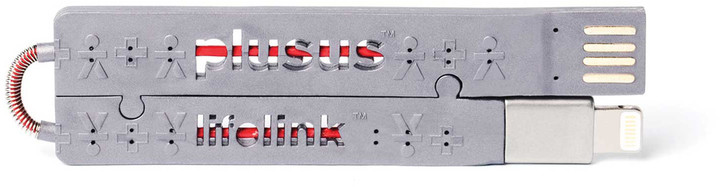 PlusUs LifeLink Ultra-portable USB Charge &amp; Sync cable Fits in card slot (18cm) Lightning - Grey_664276633
