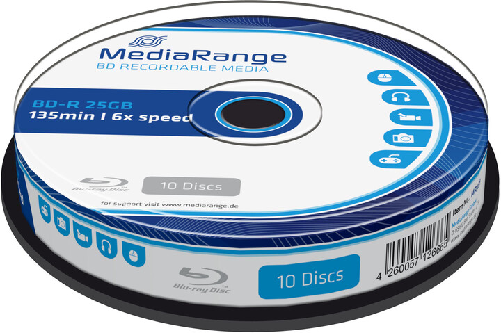 MediaRange BD-R 6x, 25GB, 10 ks, spindle_1156087742