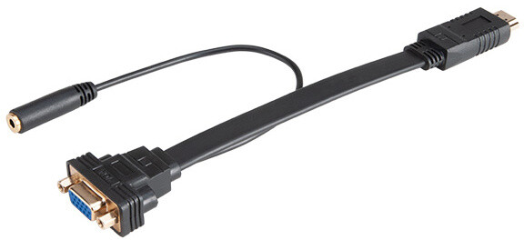 Akasa kabel HDMI - VGA s audio kabelem, M/F, 3.5 mm audio jack, 20cm, černá
