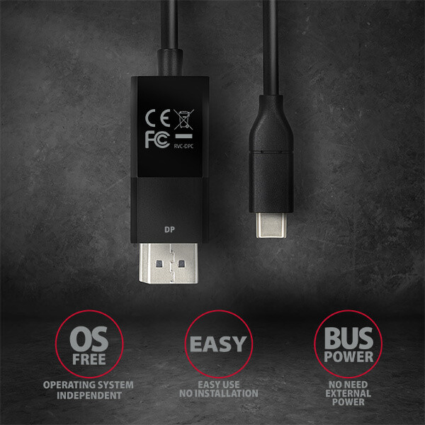 AXAGON RVC-DPC USB-C -&gt; DisplayPort redukce / kabel 1.8m, 4K/60Hz_1043921424