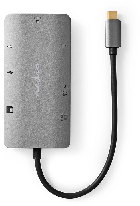 Nedis Multiportový adaptér USB-C, 3xUSB-A, USB-C, HDMI, RJ45, SD &amp; MicroSD_1340860622