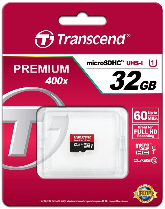 Transcend Micro SDHC Premium 400x 32GB 60MB/s UHS-I_157268934