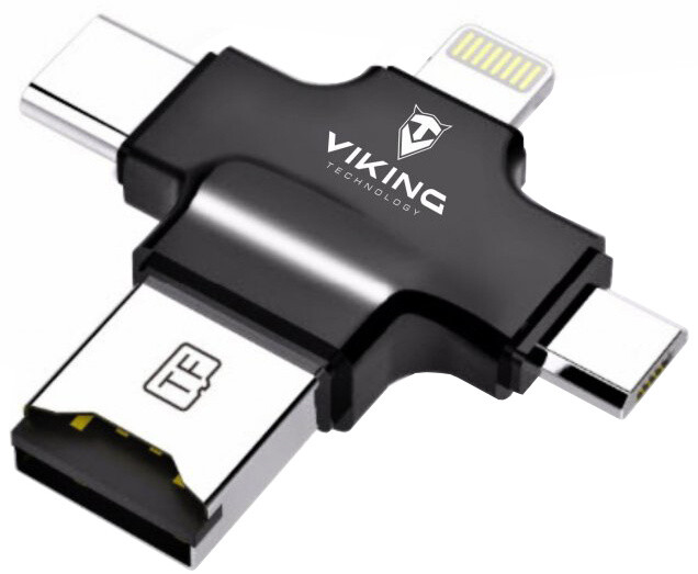 Viking čtečka paměťových karet OTG 4v1, černá_944555727