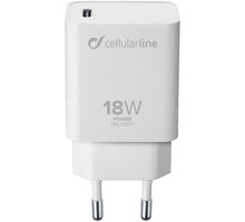 CellularLine síťová nabíječka s USB-C konektorem, Power Delivery (PD), 18 W, bílá_1579220717