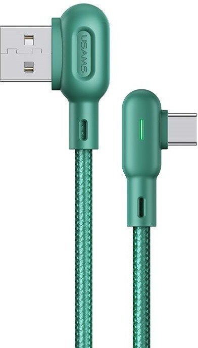 USAMS SJ457 U57 kabel Type-C braided pravý úhel s osvětlením 1,2m, zelená_1356304193