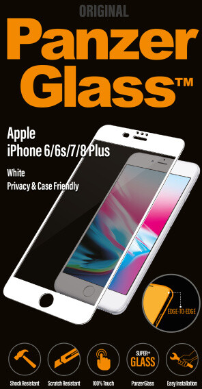 PanzerGlass Edge-to-Edge Privacy pro Apple iPhone 6/6s/7/8 Plus, bílé_1689740888
