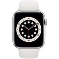 Apple Watch Series 6 Cellular, 44mm, Silver Stainless Steel, White Sport Band - Regular_893423797