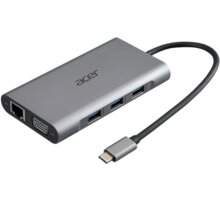 Acer USB-C Dongle 10v1, PowerDelivery, HDMI, VGA, LAN, 3x USB, čtečka karet, audio jack_45437789