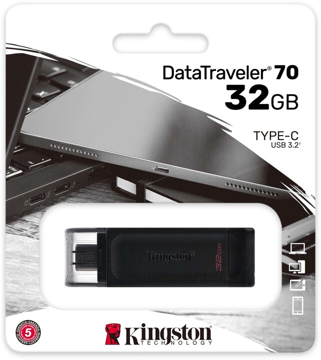Kingston DataTraveler 70 - 32GB, černá_901072878