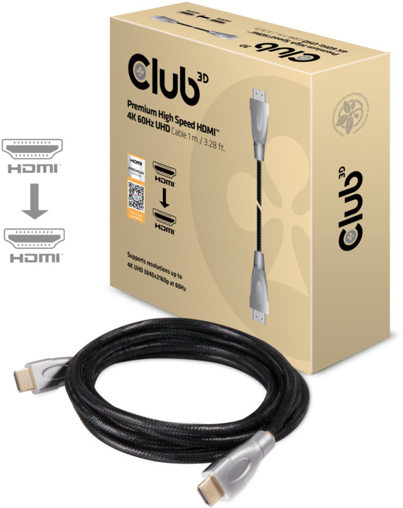 Club3D Premium High Speed HDMI 2.0 na HDMI 2.0, 4K/60Hz, podpora UHD,1m