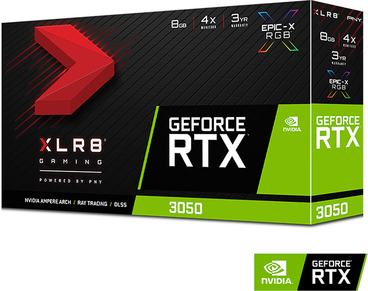 PNY GeForce RTX3050 8GB XLR8 Gaming REVEL EPIC-X RGB Dual Fan Edition, 8GB GDDR6_2012580779