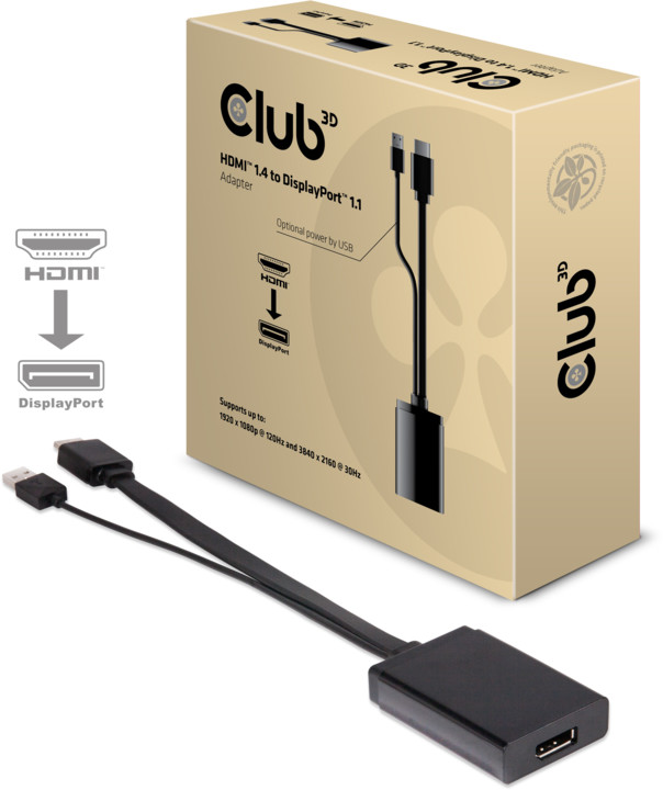 Club3D HDMI 1.4 na DisplayPort 1.1, podpora UHD, 31cm_207113320