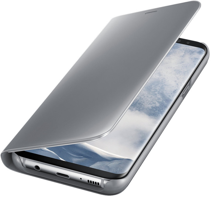 Samsung S8+, Flipové pouzdro Clear View se stojánkem, stříbrná_427102503