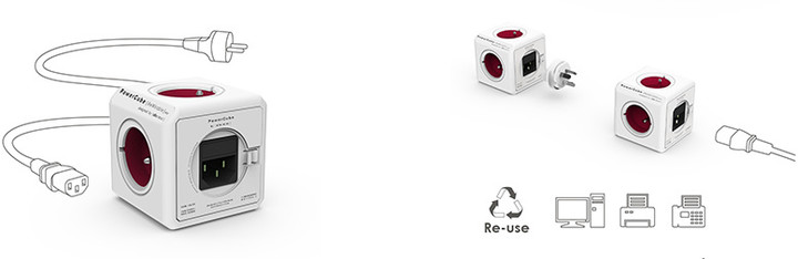 PowerCube REWIRABLE + Travel Plugs rozbočka 5 zásuvka, růžová_1567623332