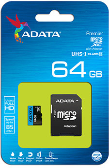 ADATA Micro SDXC Premier 64GB 85MB/s UHS-I U1 + SD adaptér_1797624004