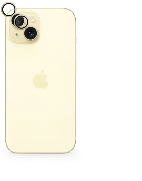 EPICO hliníkové tvrzené sklo na čočky fotoaparátu pro Apple iPhone 15 / 15 Plus, žlutá_641063347
