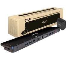 Club3D dokovací stanice USB-C Triple Dynamic PD, 65 W, s napájecím adaptérem O2 TV HBO a Sport Pack na dva měsíce