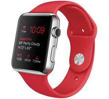 Apple Watch 42mm stříbrné kovové pouzdro se sportovním červeným řemínkem_553313342