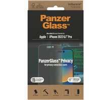 PanzerGlass ochranné sklo Privacy pro Apple iPhone 14 Pro s instalačním rámečkem_959999949