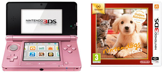 Nintendo 3DS, růžová + Nintendogs+Cats: Golden Retriever_467627575