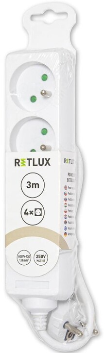 Retlux prodlužovací přívod RPC 08, 4 zásuvky, 3m, bílá_1823033655