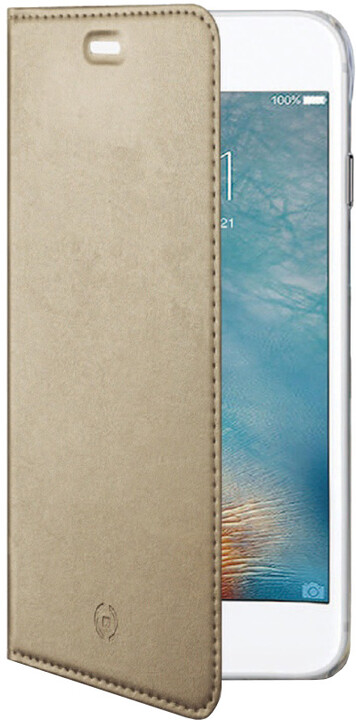 CELLY Air ultra tenké pouzdro typu kniha pro Apple iPhone 7 Plus, PU kůže, zlaté_1372571913