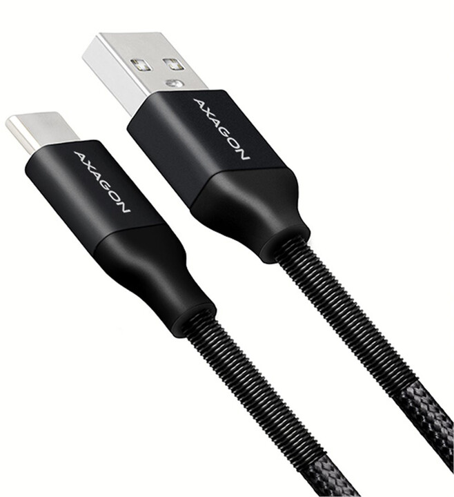 AXAGON SPRING USB-C - USB-A, 0.5m, 3A, oplet, černý