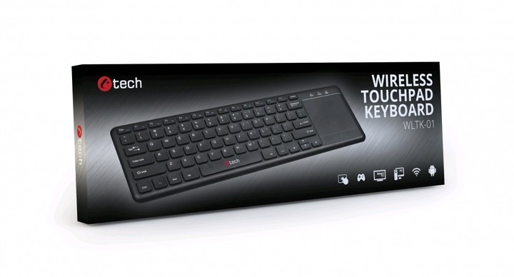 C-TECH WLTK-01, s touchpadem, bezdrátová, černá