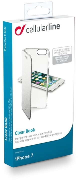 CellularLine Clear Book průhledné pouzdro typu kniha pro Apple iPhone 7, stříbrná_1598328451