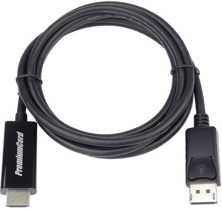 PremiumCord DisplayPort 1.2 na HDMI 2.0 kabel pro rozlišení 4Kx2K@60Hz, 3m_1337731201