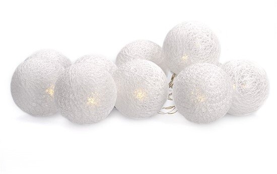 Solight LED řetěz vánoční koule bavlněné, 10LED, 1m, 2x AA, IP20_656525718