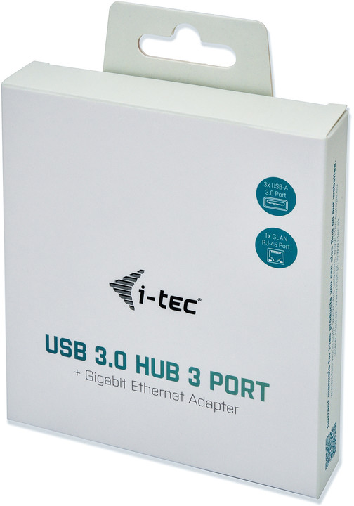 i-tec USB 3.0 Metal 3 port HUB Gigabit Ethernet 1x USB 3.0 na RJ-45 3x USB 3.0_26857126