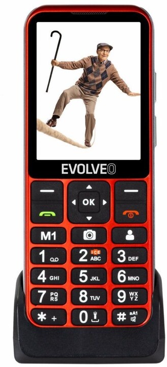 Evolveo EasyPhone LT s nabíjecím stojánkem, červená_1657851506