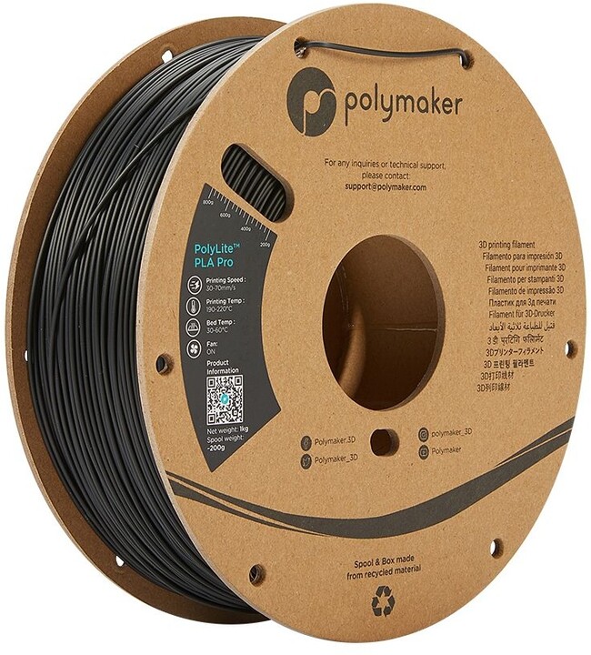 Polymaker tisková struna (filament), PolyLite PLA, 1,75mm, 1kg, černá_182792822