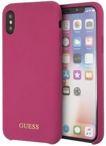 GUESS Silicone Cover Gold Logo pro iPhone X, růžová_655416040