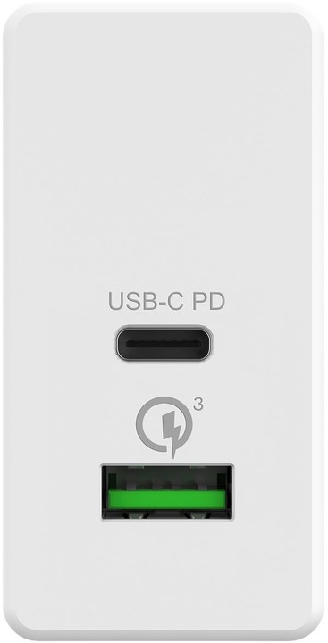 CELLY nabíječka PRO POWER s USB-C (PD) a USB portem, Qualcomm Quick Charge 3.0, bílá_2026346273